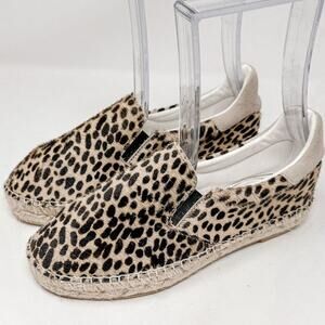 NEW Macarena Women's Slip On Leopard Canvas Espadrille Shoes Cream Black Sz 5.5